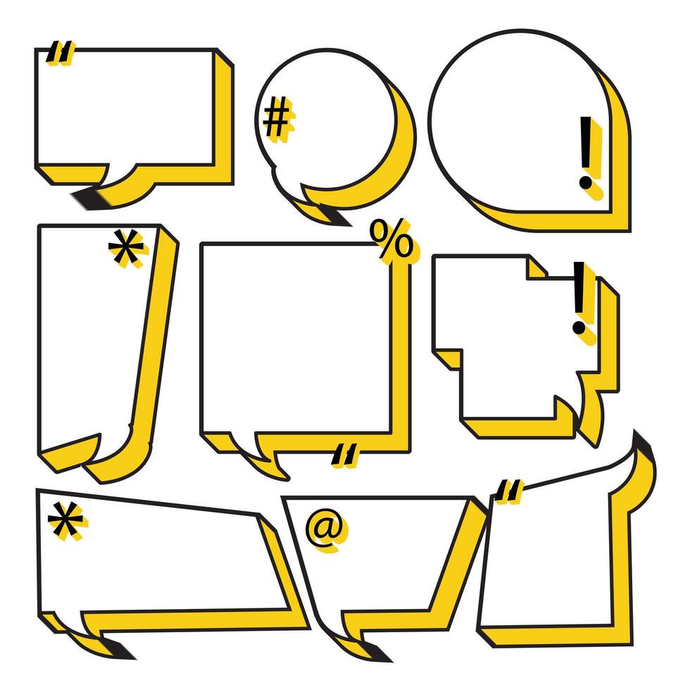 klassiek toespraak bubbel vector ontwerp met geel schaduw