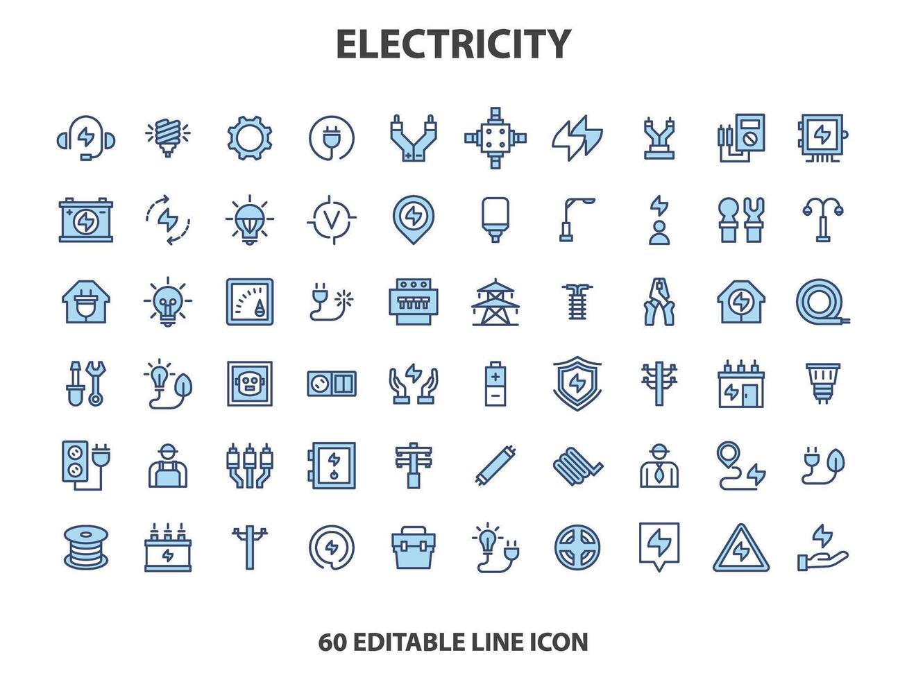 elektriciteit icoon set. verzameling van hernieuwbaar energie, ecologie en groen elektriciteit pictogrammen. vector illustratie.