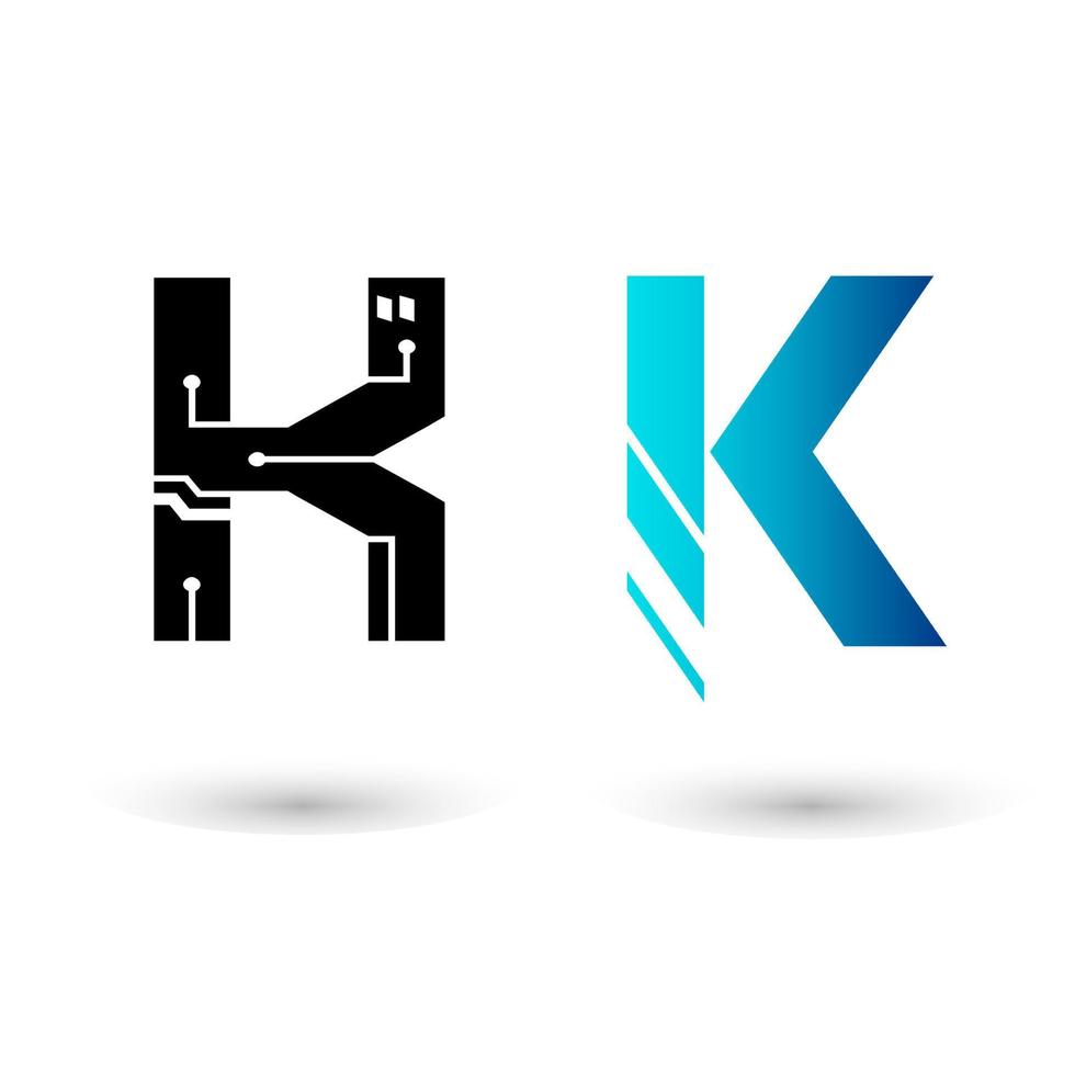 moderne technologie letter k vector ontwerp