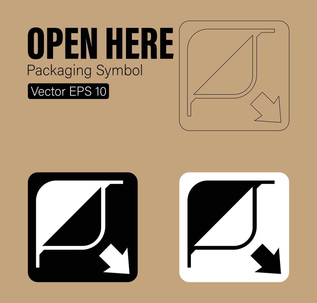 Open hier verpakking symbool vector