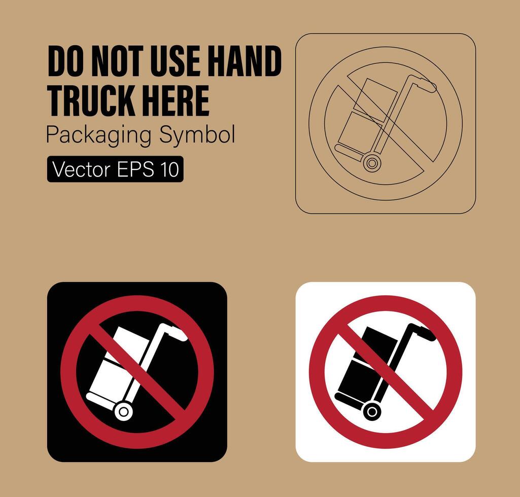 Doen niet gebruik hand- vrachtauto hier verpakking symbool vector
