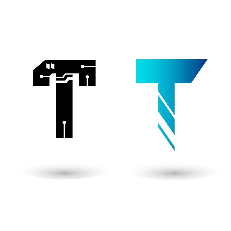 moderne technologie letter t vector ontwerp