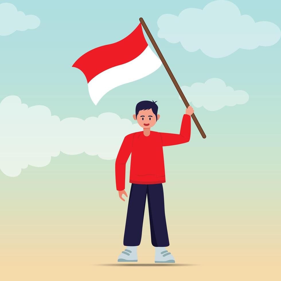 Indonesisch onafhankelijkheid vieringen dag illustratie vector banier en post ontwerp, vieringen dag klem kunst set. Indonesisch vrijheid onafhankelijkheid patriottisme sjabloon.