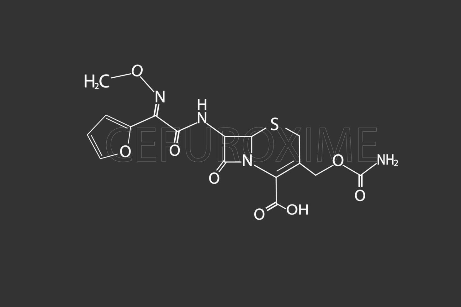 cefuroxim moleculair skelet- chemisch formule vector