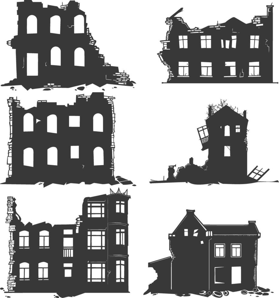 ai gegenereerd silhouet verlaten gebouwen zwart kleur enkel en alleen vector
