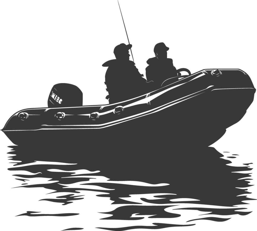 ai gegenereerd silhouet een Mens het rijden opblaasbaar boot de boot is op reis zwart kleur enkel en alleen vector