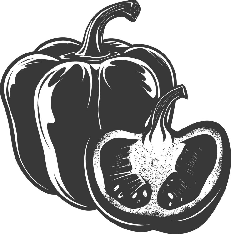 ai gegenereerd silhouet klok peper of paprika gesneden zwart kleur enkel en alleen vector