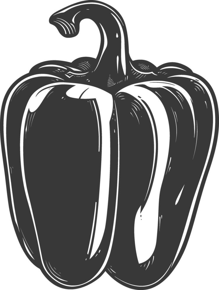 ai gegenereerd silhouet klok peper of paprika gesneden zwart kleur enkel en alleen vector