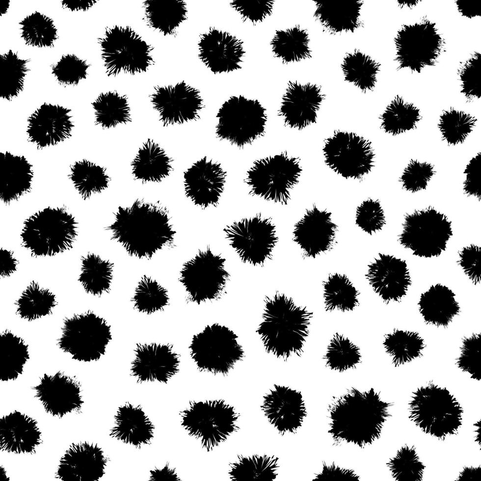 hand getekend zwart vlekken vector naadloos patroon. spatten van zwart verf herhaald Aan wit achtergrond. creatief oppervlakte kunst voor het drukken Aan divers oppervlakken of gebruik in grafisch ontwerp projecten.