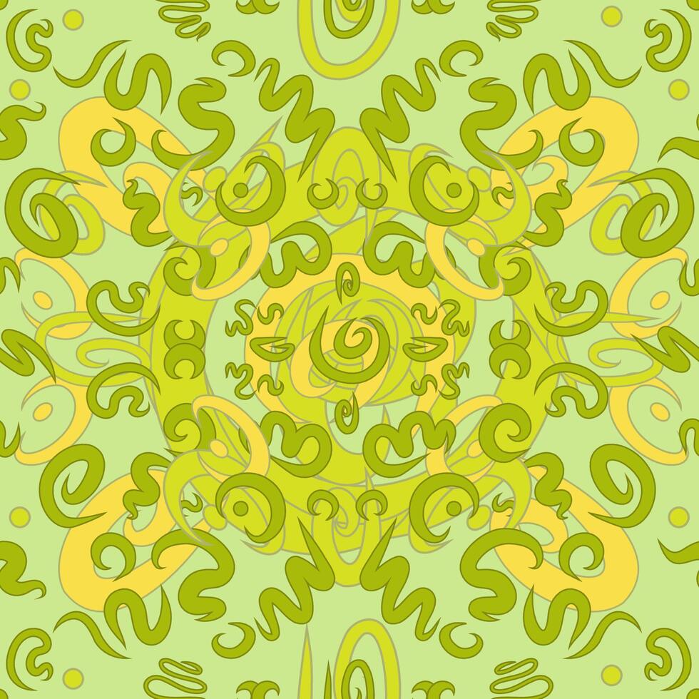 limoen en geel tapijt Leuk vinden versiering geregeld in vector naadloos patroon. schoonschrift lijnen in oppervlakte kunst structuur voor het drukken Aan divers oppervlakken of gebruik in grafisch ontwerp.
