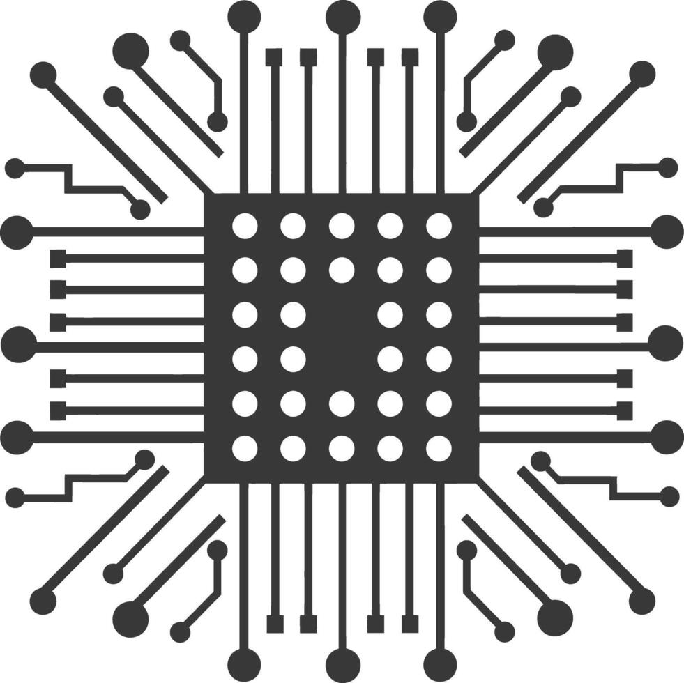 ai gegenereerd silhouet ic of geïntegreerde stroomkring single elektronisch bestanddeel vector