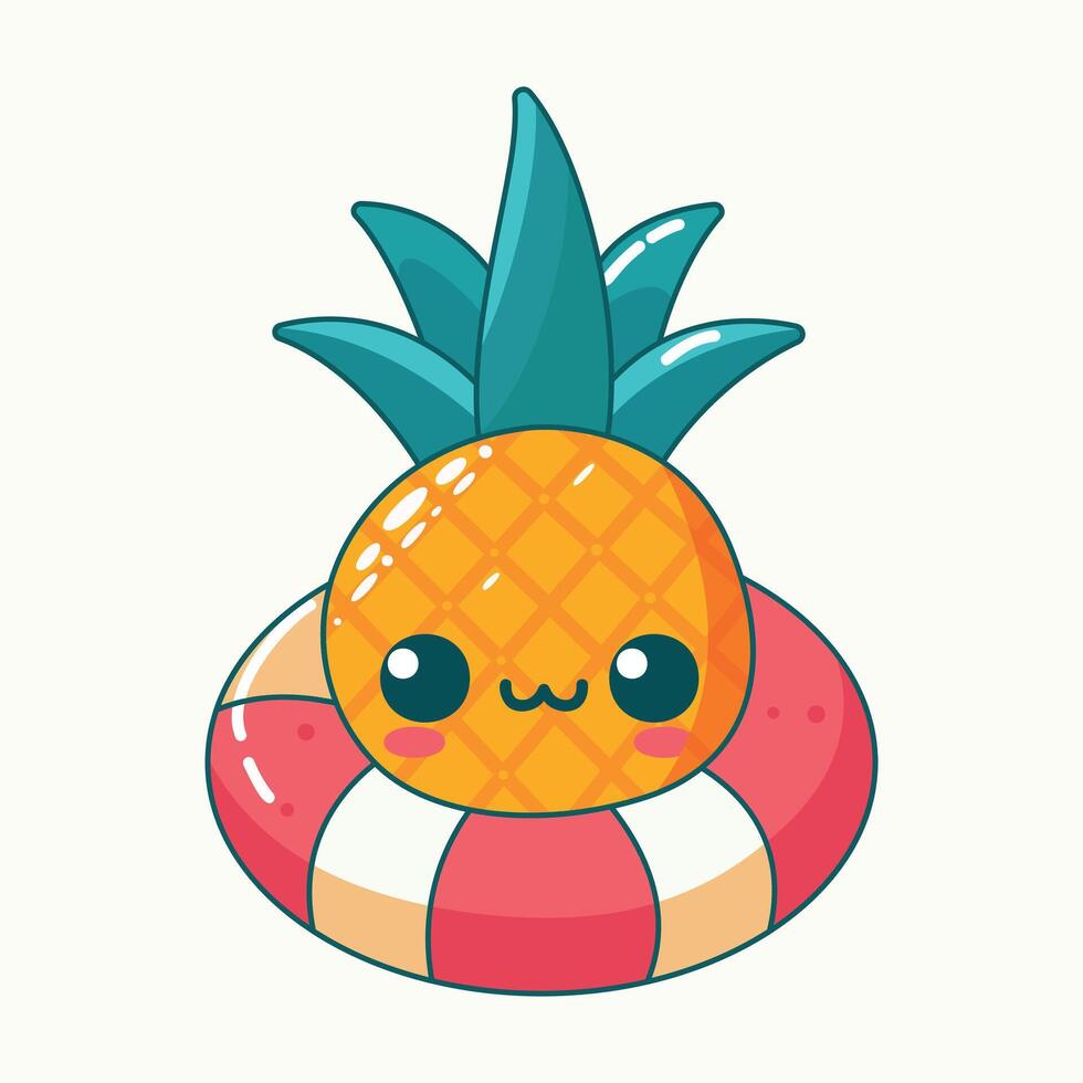 vector schattig glimlachen ananas voor zomer seizoen vlak illustratie