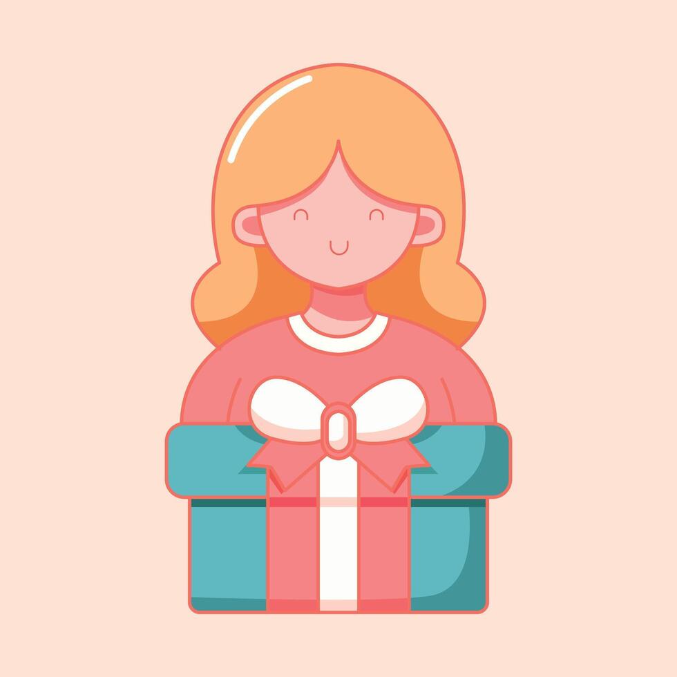 vector schattig moeder met een geschenk voor moeder dag illustratie