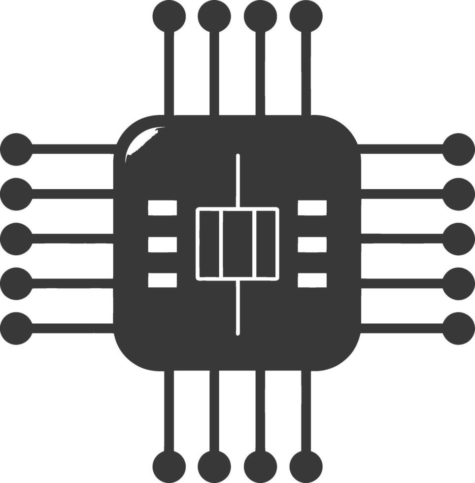 ai gegenereerd silhouet ic of geïntegreerde stroomkring single elektronisch bestanddeel vector