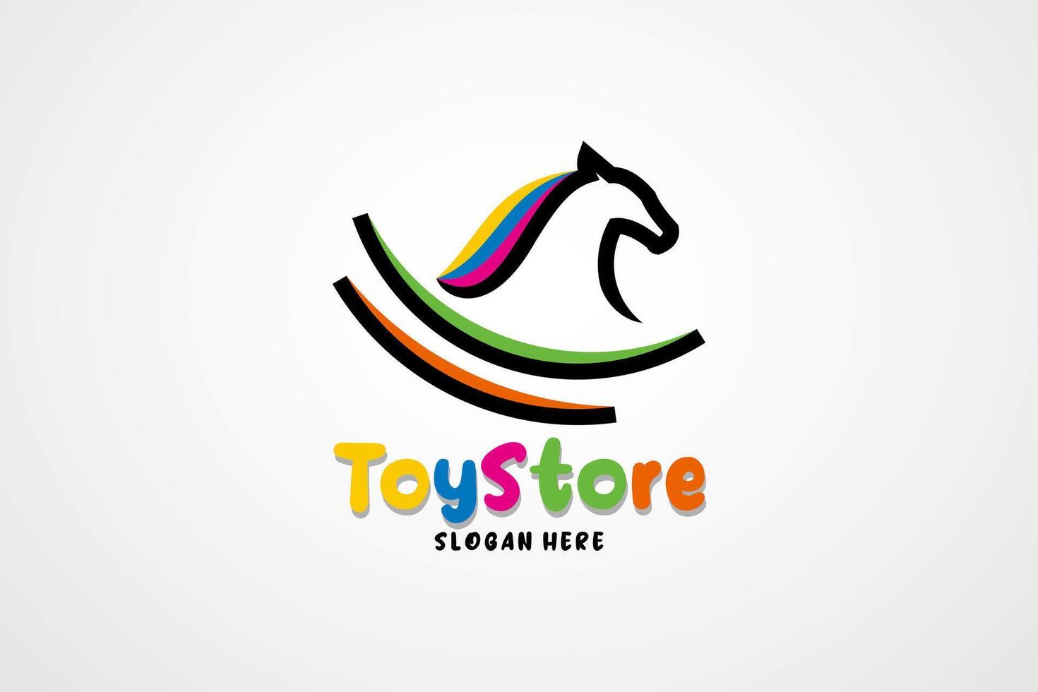 kinderen speelgoed- winkel logo ontwerp met creatief abstract paard symbool vector