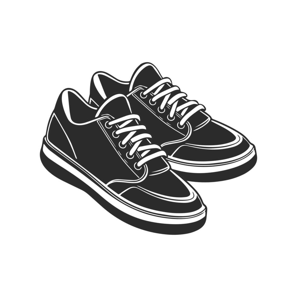 sportschoenen geïsoleerd Aan wit achtergrond. illustratie in monochroom stijl. rennen accessoires, sport- schoenen. vector