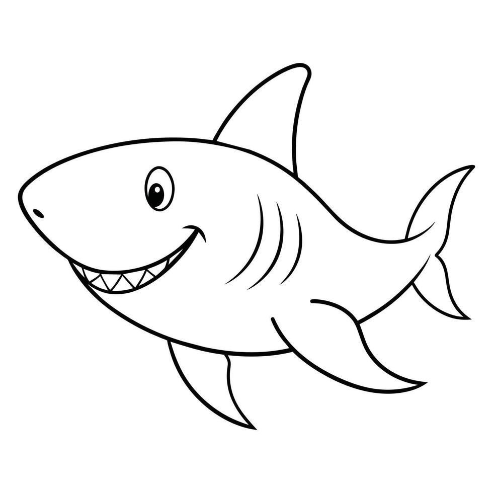 vector van haai illustratie kleur bladzijde voor kinderen.