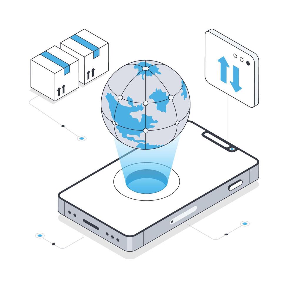 wereldwijd levering isometrische voorraad illustratie. eps 10 het dossier voorraad illustratie. vector