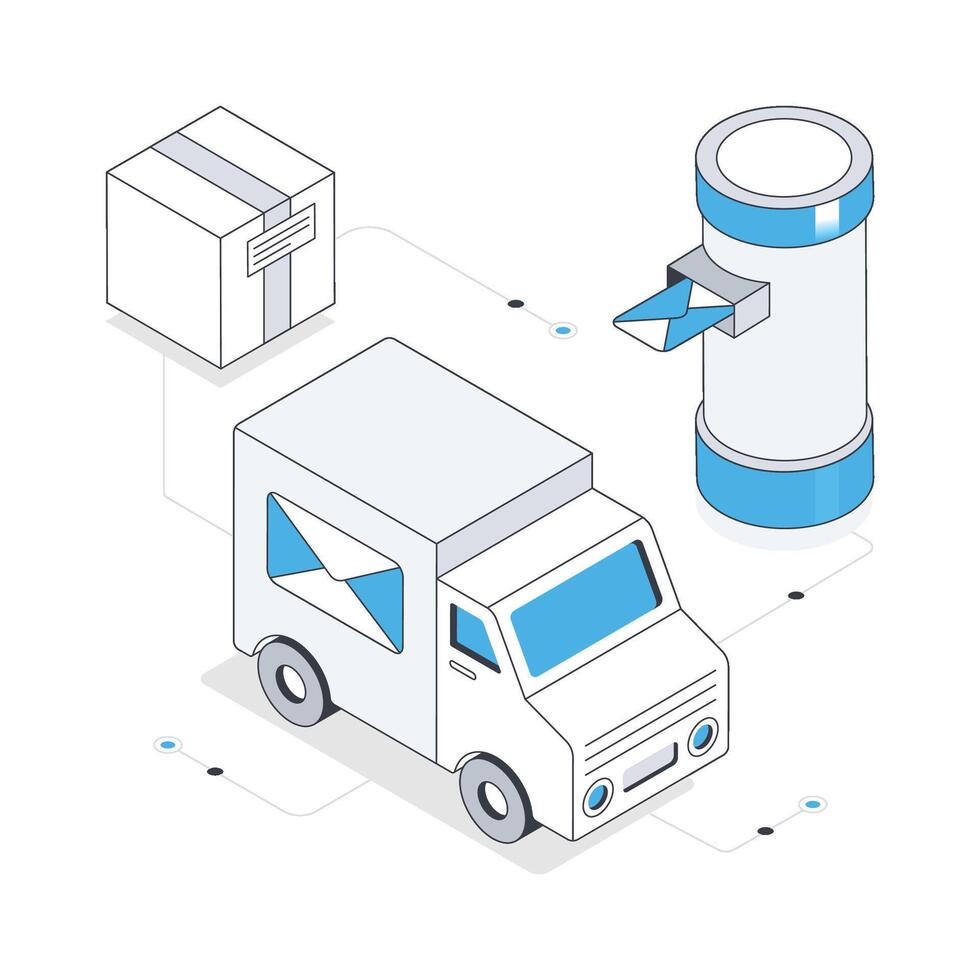 post- vrachtauto isometrische voorraad illustratie. eps 10 het dossier voorraad illustratie. vector