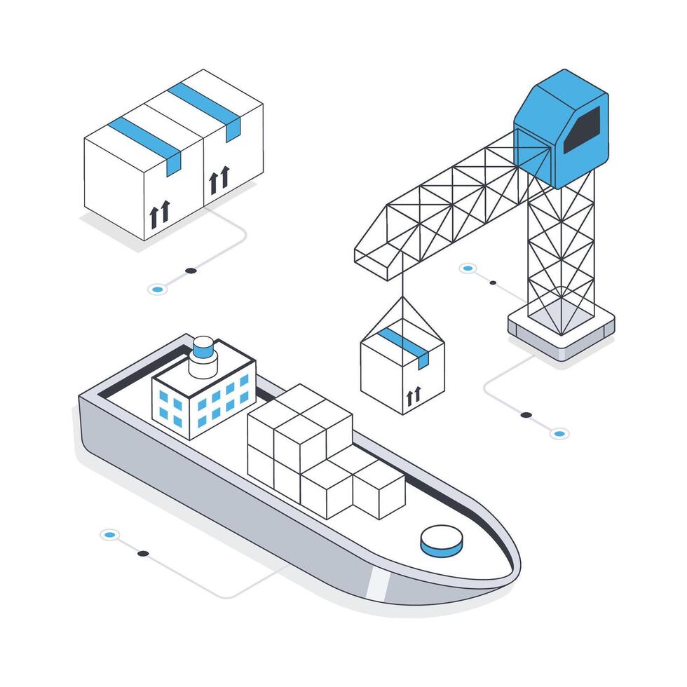 lading schip isometrische voorraad illustratie. eps 10 het dossier voorraad illustratie. vector