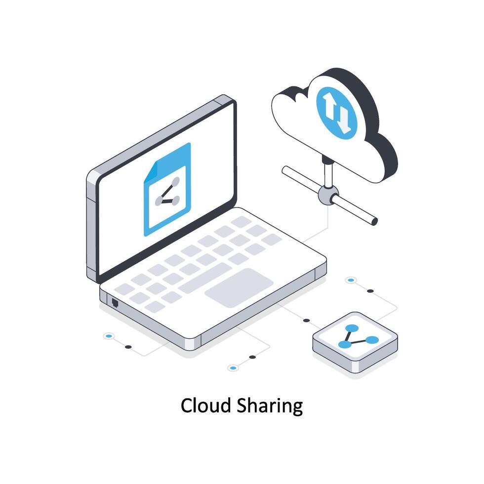 wolk sharing isometrische voorraad illustratie. eps het dossier voorraad illustratie vector