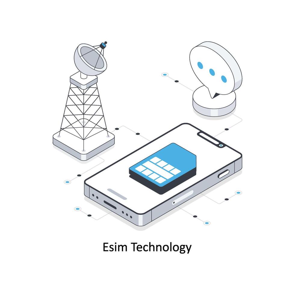 esim technologie isometrische voorraad illustratie. eps het dossier voorraad illustratie vector