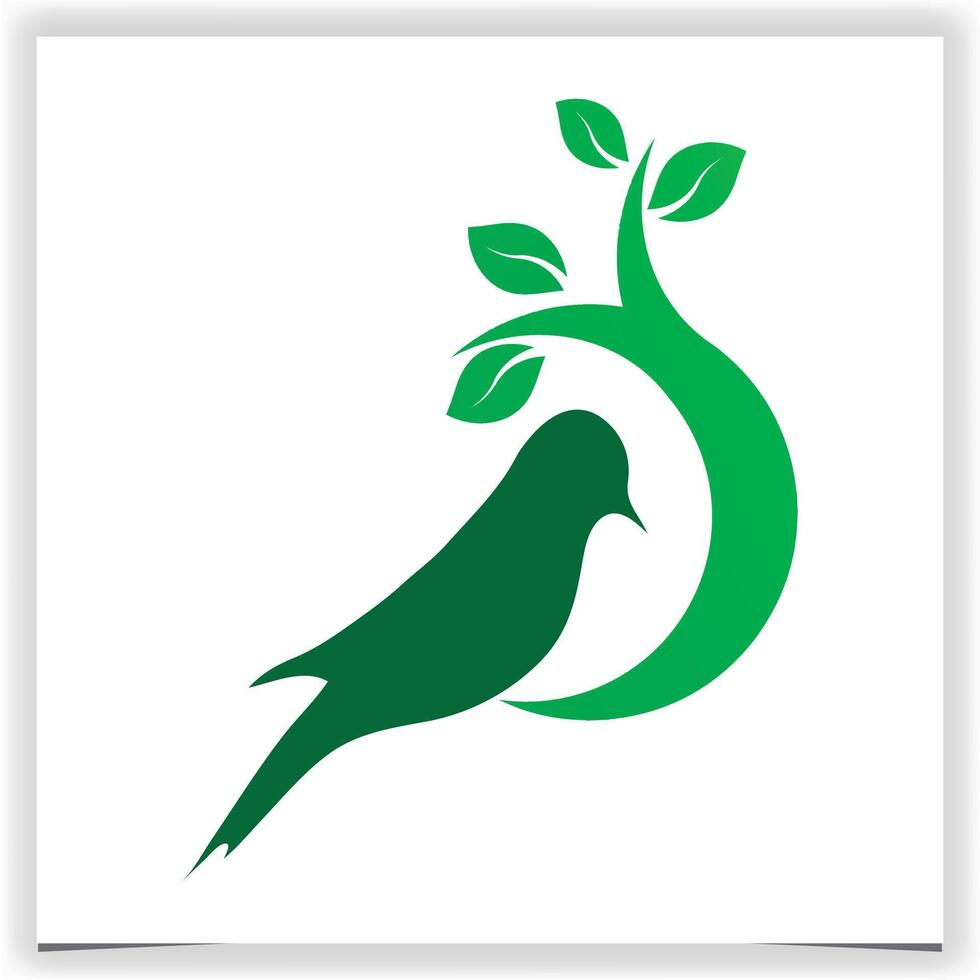 vogel met blad logo ontwerp sjabloon vector