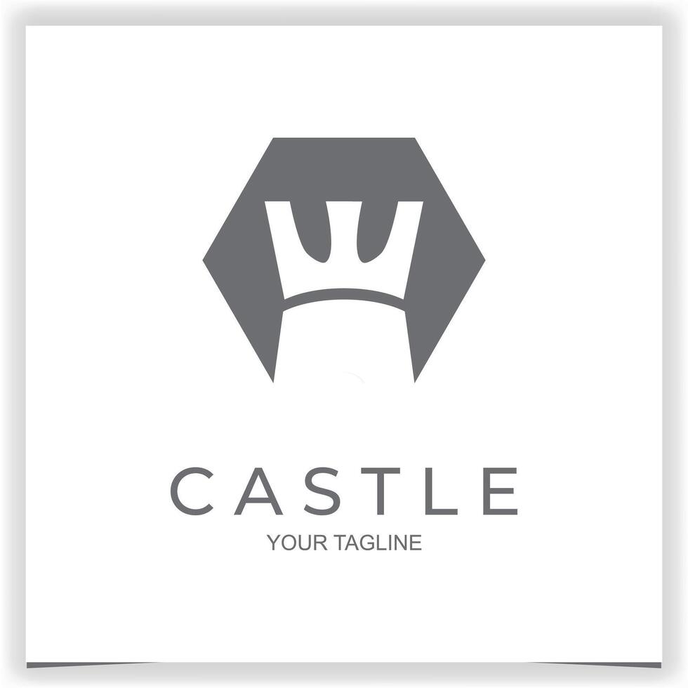 vector zeshoek kasteel toren logo ontwerp