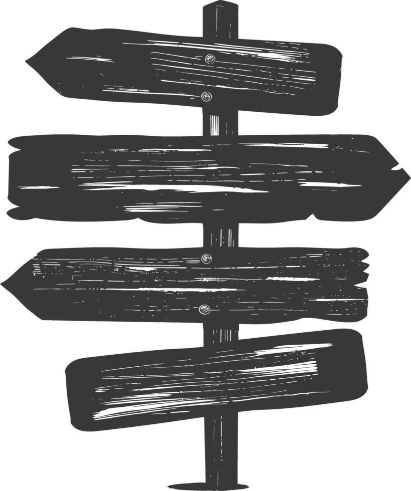 ai gegenereerd silhouet houten directioneel uithangbord zwart kleur enkel en alleen vector