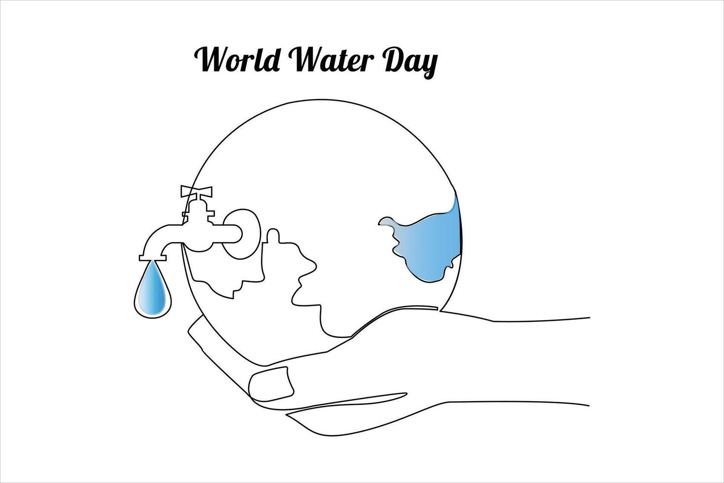 doorlopend een lijn tekening van aarde water. wereld water dag concept geïsoleerd vector illustratie