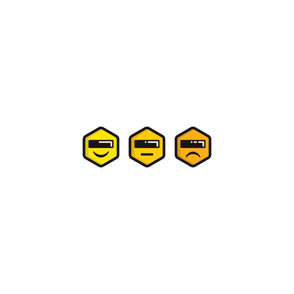 zeshoek robot uitdrukkingen logo of icoon ontwerp vector