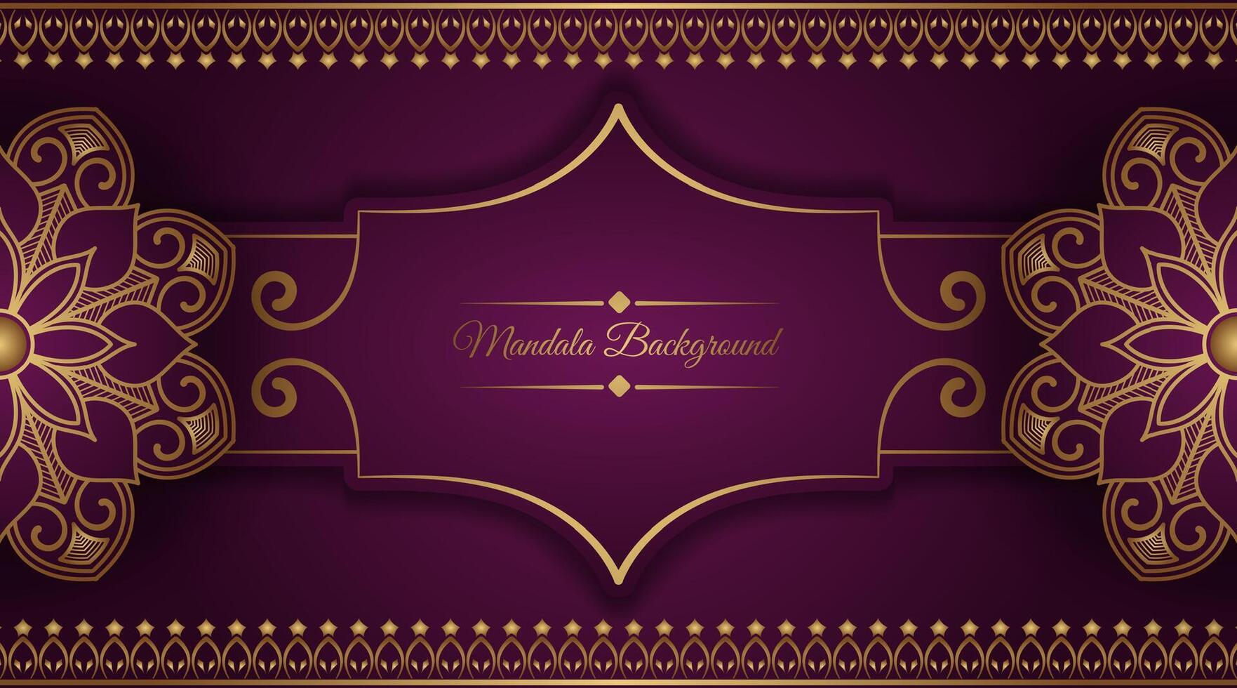 Purper achtergrond met gouden mandala ornament vector