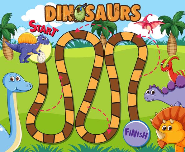 Dinosaurus bordspel sjabloon vector