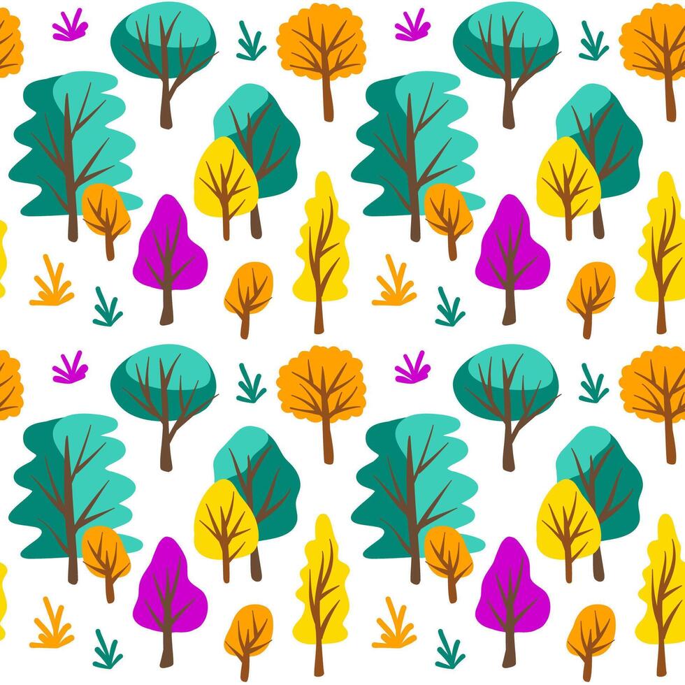 naadloos patroon met kleurrijk bomen vector