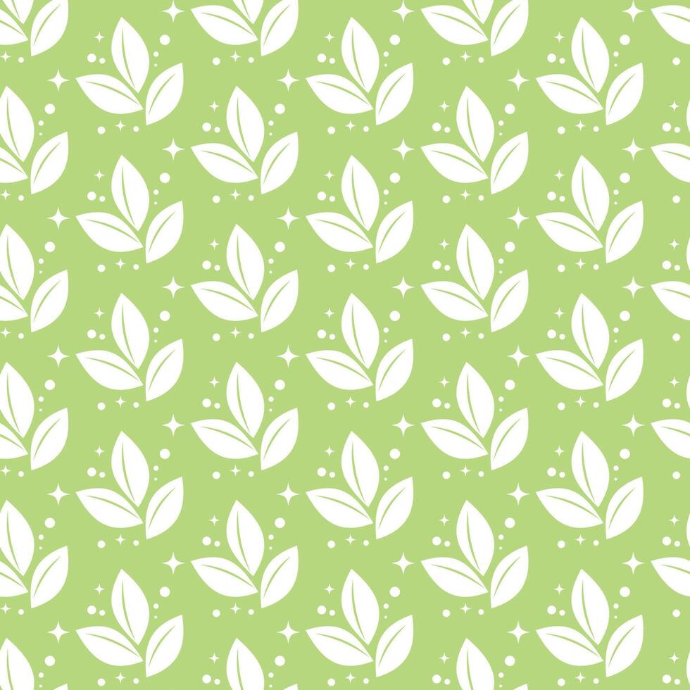 wit bladeren over- licht groen achtergrond naadloos patroon. vector illustratie voor decor, textiel, verpakking, uitnodigingen, achtergronden, omhulsel papier.