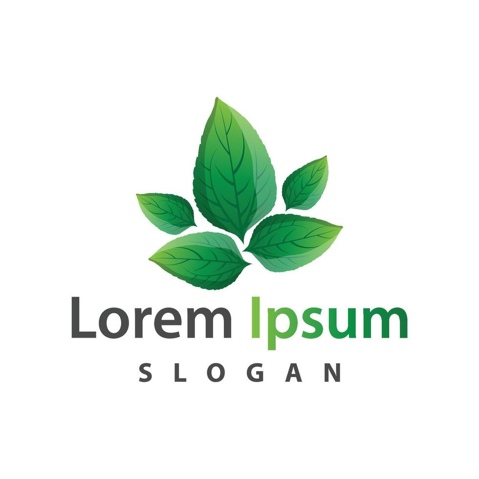 blad logo ontwerp icoon groen natuur element ecologie vector illustratie sjabloon