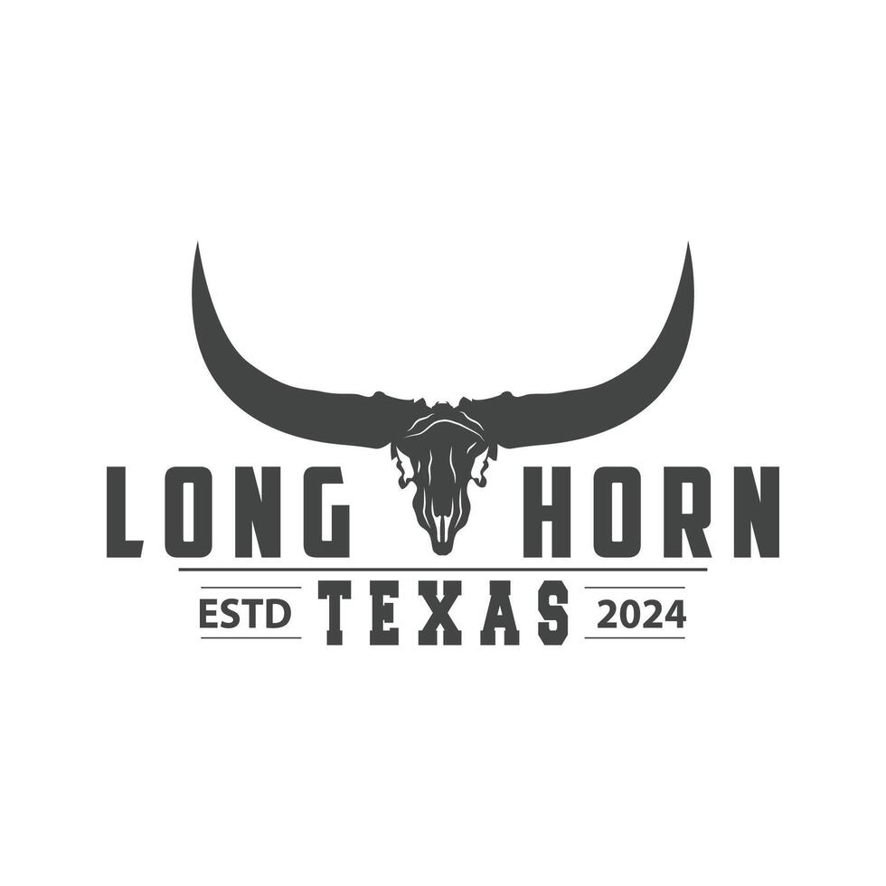 Longhorn dier logo ontwerp, boerderij retro wijnoogst toeter minimalistische gemakkelijk sjabloon illustratie vector