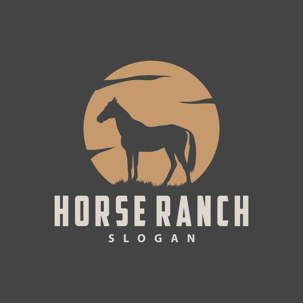 paard logo gemakkelijk illustratie paard boerderij sjabloon western land cowboy retro wijnoogst silhouet ontwerp vector