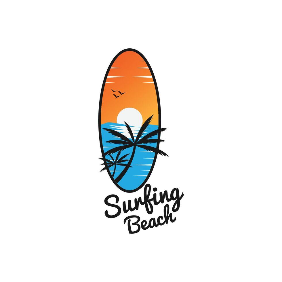 surfing strand zomer paradijs logo ontwerp sjabloon vector