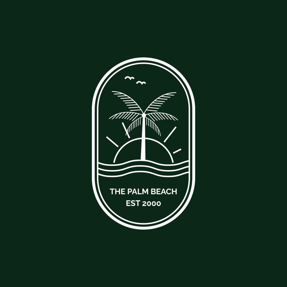 vector logo sjabloon ontwerp met palm boom - abstract zomer en vakantie insigne en jas van armen
