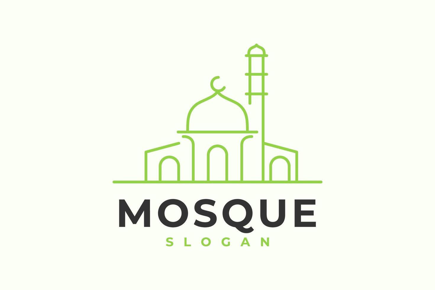 een logo voor een moskee in groen en wit. vector