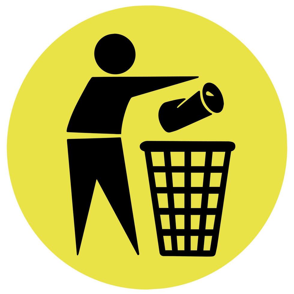 sticker gemakkelijk icoon Gooi vuilnis in haar plaats vector ontwerp illustratie