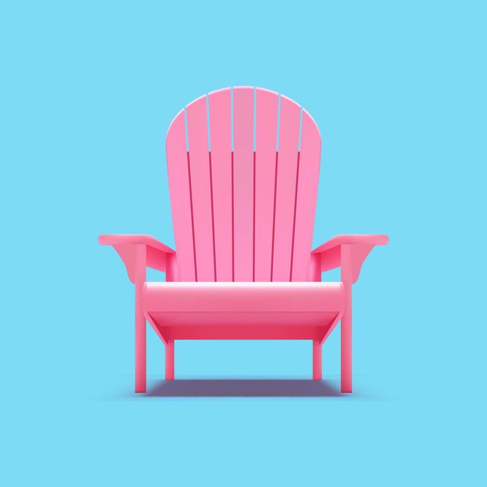 roze houten strand stoel zomer comfortabel buitenshuis ontspanning zonnen 3d icoon realistisch vector