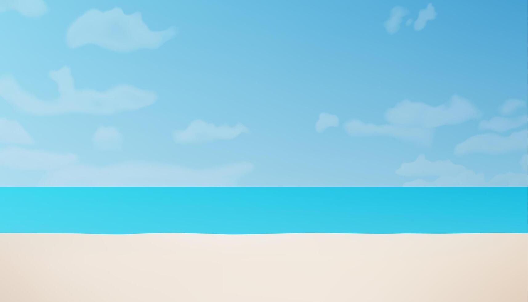zomer strand zee zand blauw lucht horizon natuurlijk landschap reizen vakantie achtergrond 3d vector