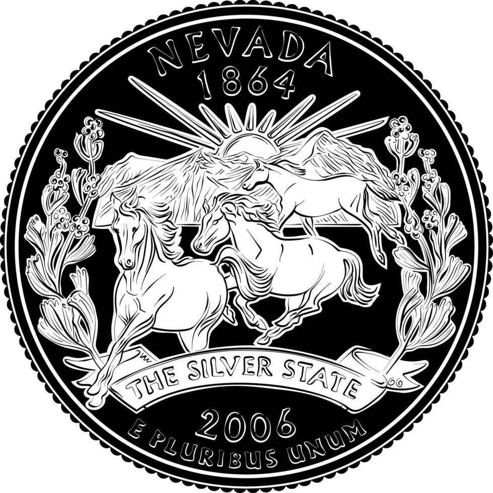 Amerikaans geld kwartaal 25 cent munt Nevada vector