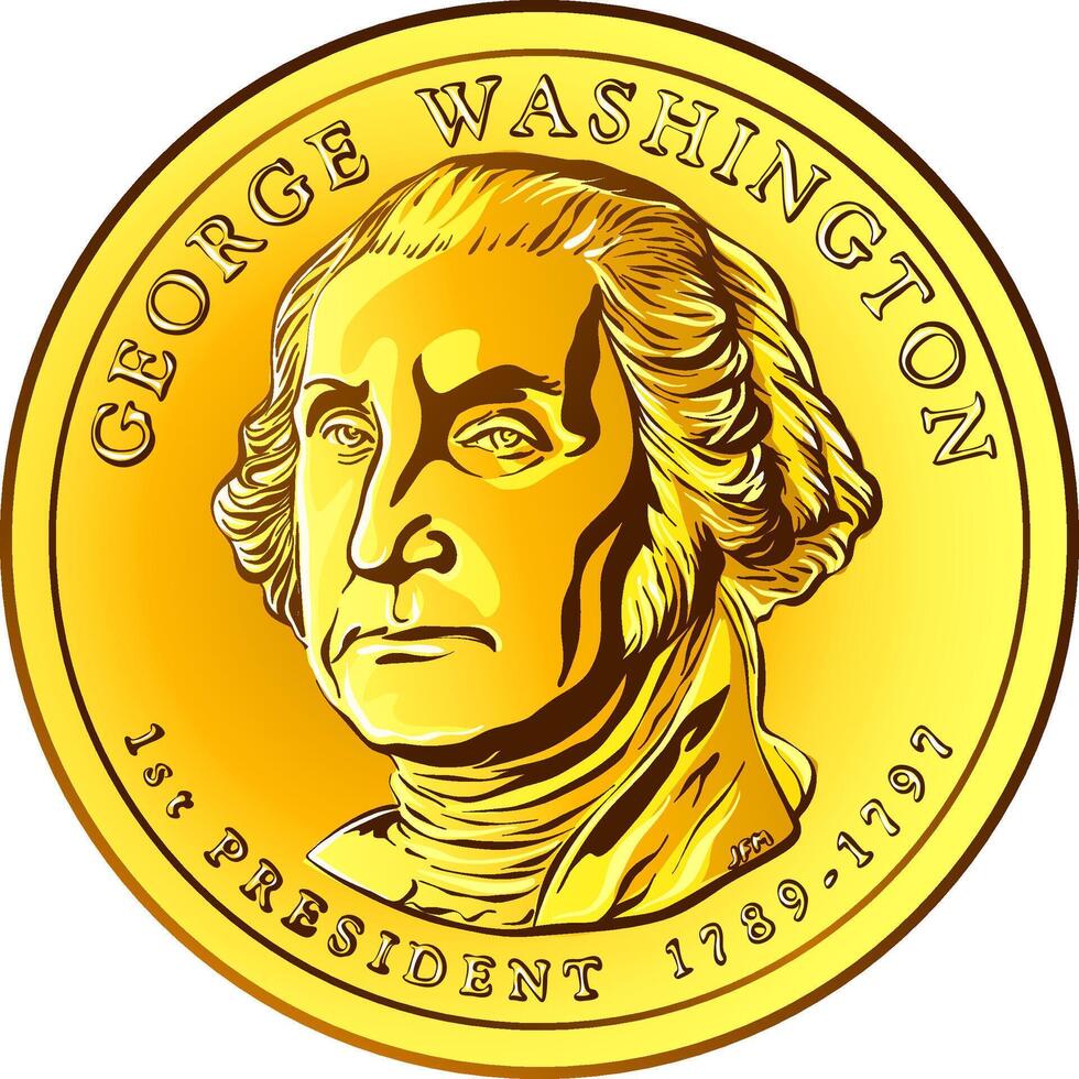 vector Amerikaans geld goud munt een dollar