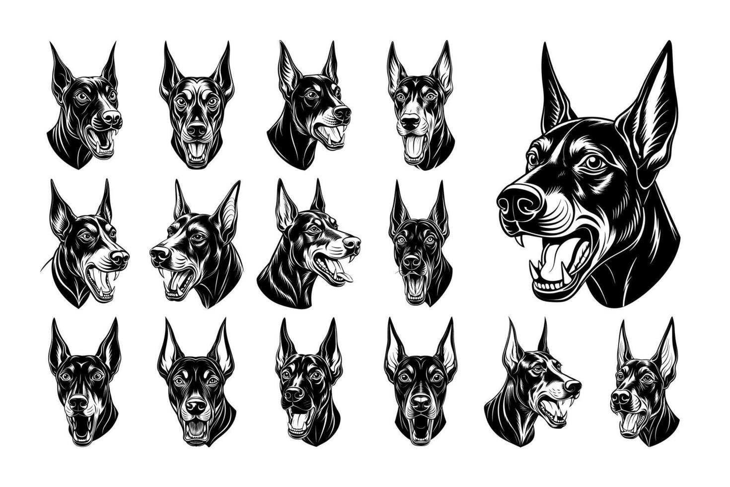 ai gegenereerd vlak gemakkelijk dobermann hond hoofd sticker ontwerp vector reeks