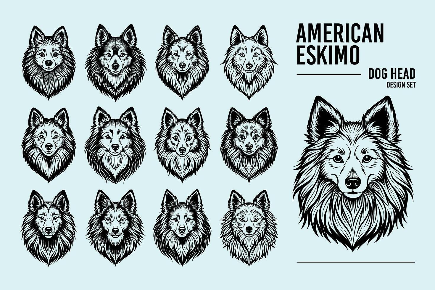 ai gegenereerd schattig portret van Amerikaans Eskimo hond hoofd illustratie ontwerp reeks vector
