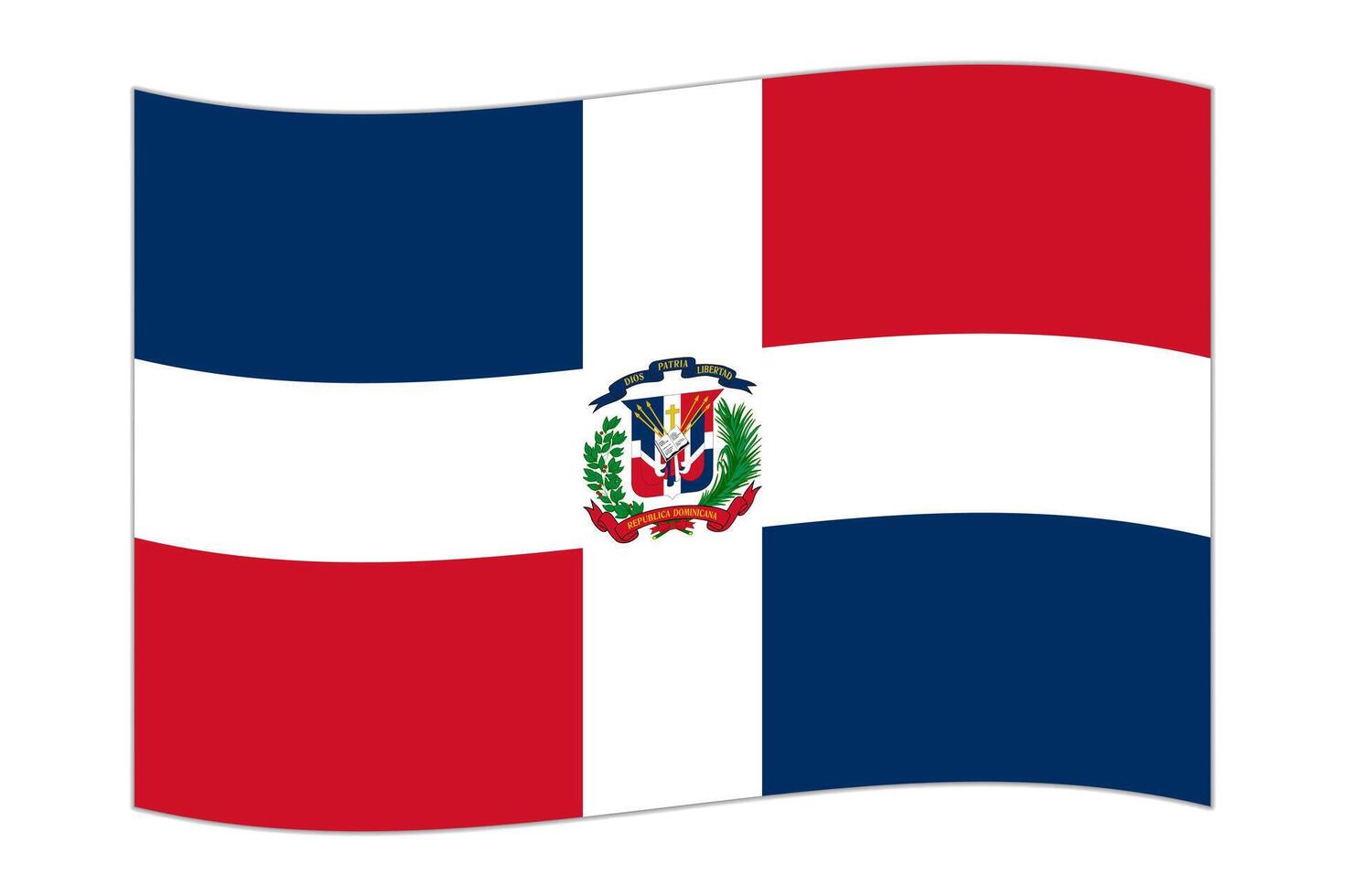 golvend vlag van de land dominicaans republiek. vector illustratie.