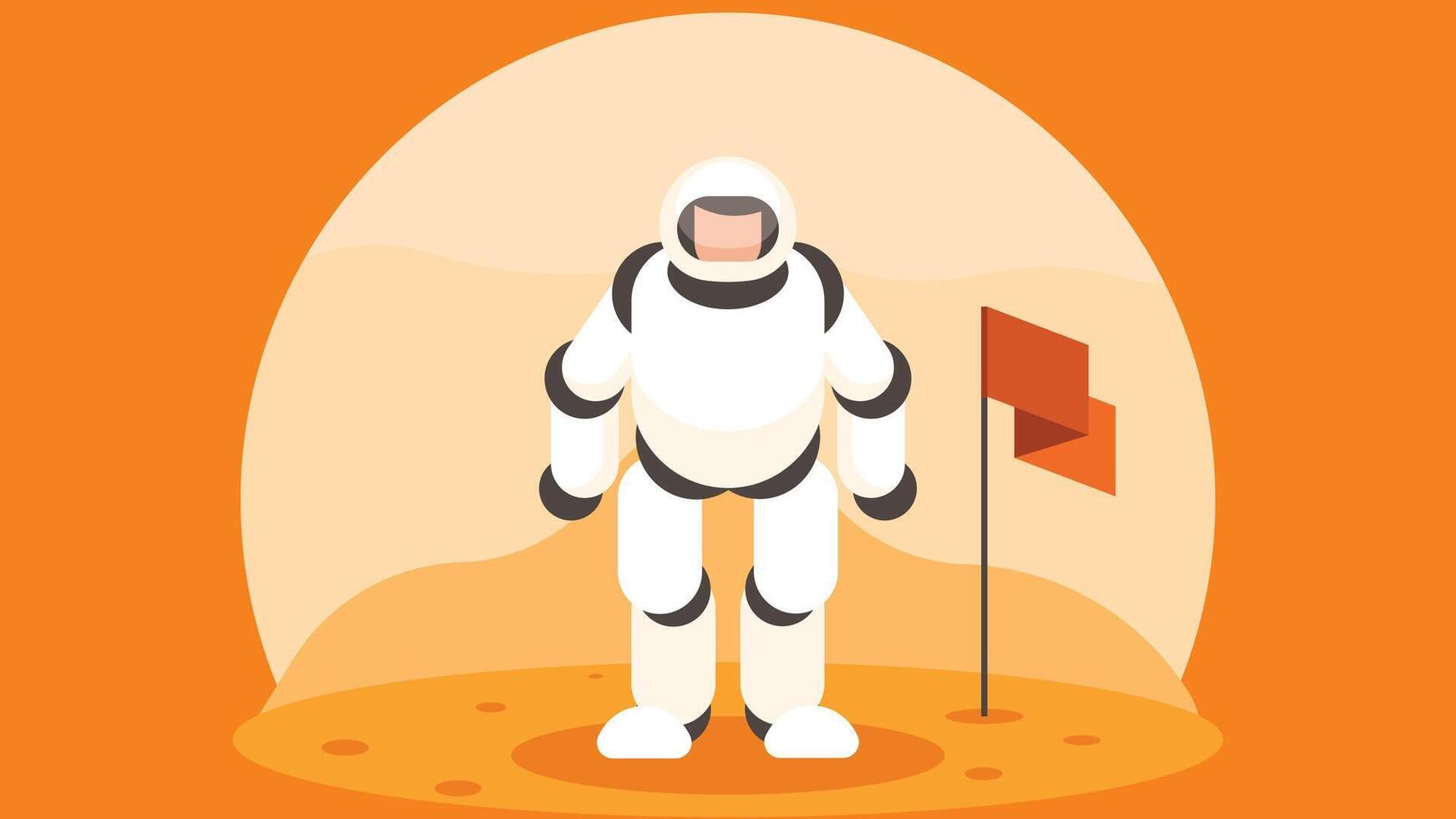 astronaut geland Aan Mars van ruimte vector illustratie